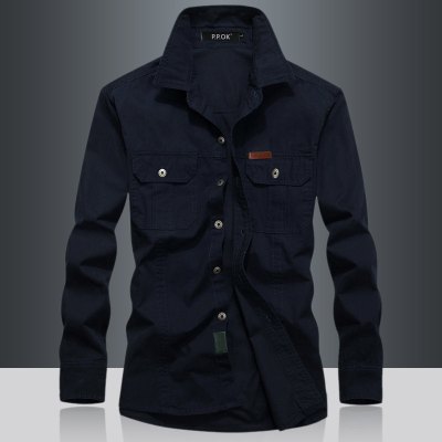 JPDUN吉普盾男装新款春秋衬衫男长袖大码男装纯色新款休闲男式工装衬衣