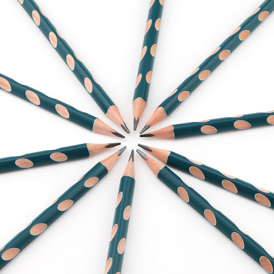 宝克(BAOKE)PL1701三角HB洞洞铅笔学生练字矫正握姿学习文具用品 墨绿色笔杆 10支/盒 1盒