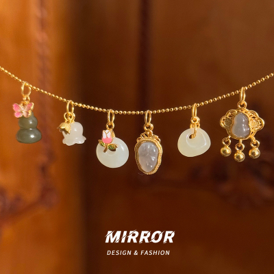 925纯银和田玉树叶福锁葫芦蝴蝶吊坠女项坠时尚个性新款 BCZ1930送女朋友老婆情人节七夕生日礼物