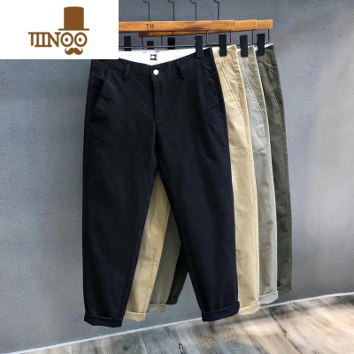 YANXU男士休闲裤夏季薄款工装潮流九分裤子2023新款男生小直筒长裤