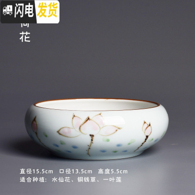 三维工匠简约大号水培花盆创意陶瓷多肉拼盘水养水仙铜钱一叶莲盆栽盆器 [荷花] 大花盆容器