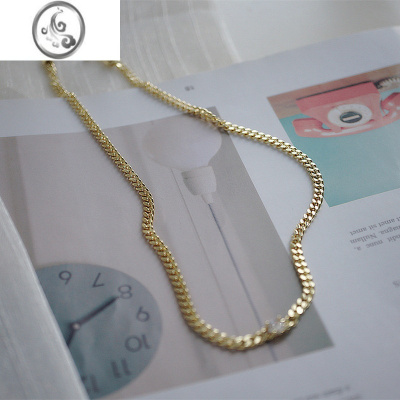 JiMi潮酷轻奢欧美风单钻粗项链INS个性镶嵌锆石古巴锁骨链个性颈链