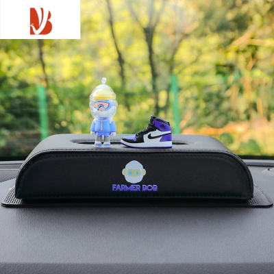 三维工匠车载纸巾盒抽车内座式扶手箱纸巾包可爱卡通男友创意汽车用抽纸盒 纸巾盒[滑雪+黑紫鞋]+防滑垫