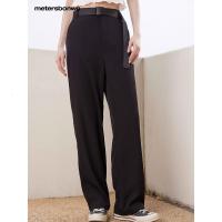 [2件2折价:49]美特斯邦威休闲裤女百搭夏季潮流印花直筒休闲运动长裤女