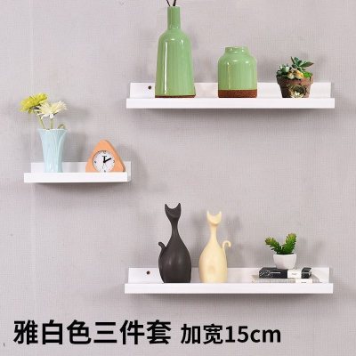 家柏饰(CORATED)客厅墙上置物架卧室壁挂电视背景墙装饰架一字实木板简约现代书架 雅白色三件套