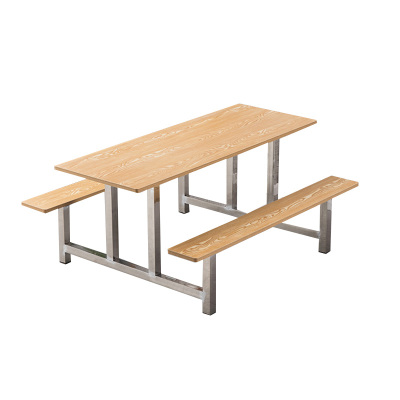 正斌学校食堂不锈钢餐桌椅4人6人15人位工厂员工饭堂连体快餐桌椅组合6人位防火板