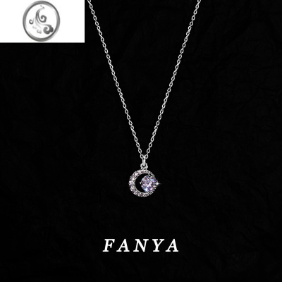 JiMi星星月亮S925银银项链女款轻奢小众设计感闪钻锁骨链2023新款