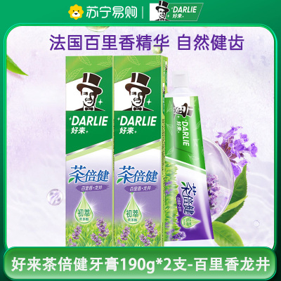 DARLIE好来(原黑人)初萃茶多酚牙膏茶倍健百里香龙井绿茶健齿防蛀清新口气190g*2支