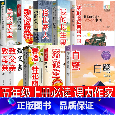 [主图款]五年级上册课内作家套装一(全10册) [正版]课内作家五年级上册必读课外书 白鹭郭沫若著 落花生许地山 春酒桂