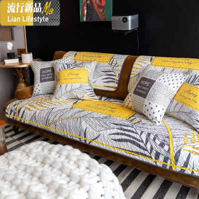北欧现代植物沙发垫棉清新田园防滑四季通用沙发盖巾套 三维工匠坐垫
