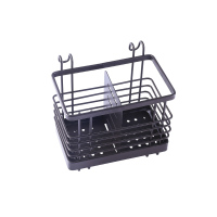 铁艺沥水筷笼厨房双格勺子筷子收纳盒筷子架筷子盒厨房用品置物架 敬平 黑色(小号)