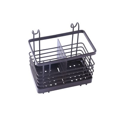 铁艺沥水筷笼厨房双格勺子筷子收纳盒筷子架筷子盒厨房用品置物架 敬平 黑色(小号)