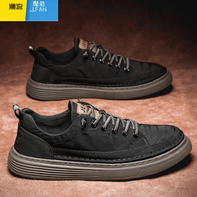聚范男鞋休闲夏季透气薄款帆布鞋男士工作上班软底百搭一脚蹬潮鞋