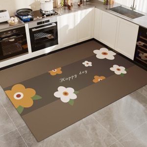 厨房地垫免洗可擦脚垫整铺吸水防滑防油家用简约硅藻泥防水地毯