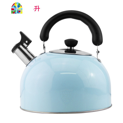 304不锈钢烧水壶燃气煤气电磁炉热水壶自动鸣笛大容量开水壶 FENGHOU 马蹄柄-蓝色5升