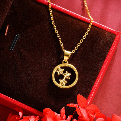 简约轻奢沙金星星吊坠百搭时尚女生黄铜镀金百搭道具镀金饰品送女朋友老婆情人节七夕生日礼物