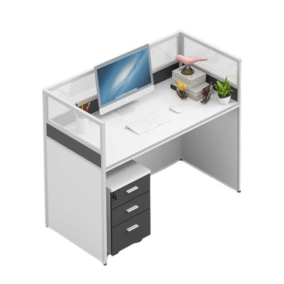 汉诺鑫威简约现代隔断四人位屏风卡座工作位职员办公桌椅组合办公家具一字型带柜