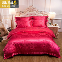 欧式床罩棉四件套提花夹棉棉床裙床盖床笠1.8m米床上婚庆被套 三维工匠