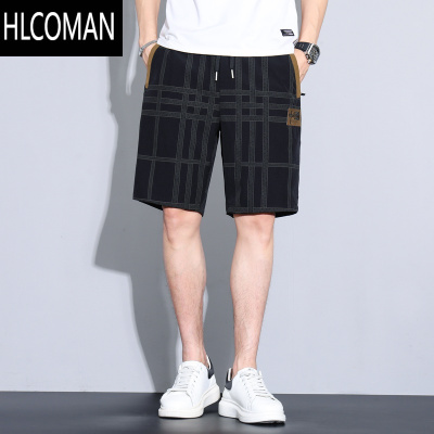 HLCOMAN冰丝短裤男士潮牌时尚薄款五分裤刺绣休闲裤子男款潮流宽松速干裤