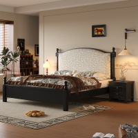 中古风法式婚床卧室高端大气软包床欧式复古实木床1.5M1.8M双人床