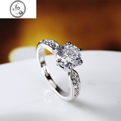 JiMi钻戒结婚仿真2克拉2023新款潮婚礼替代莫桑石假钻石莫桑钻戒指女