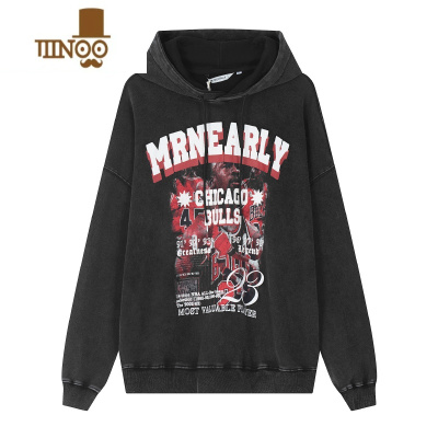 YANXU美式复古高街做旧水洗西海岸hiphop连帽卫衣男情侣装秋季