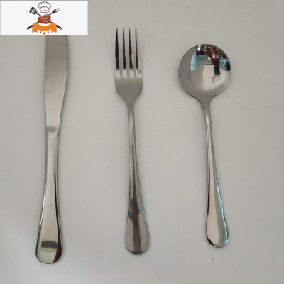 不锈钢刀叉西餐餐具牛排刀叉盘子套装 刀叉勺三件套家用牛排餐具 敬平 加厚刀+叉+圆勺