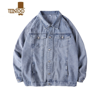 YANXU2022新款水洗牛仔外套男韩版宽松百搭衣服日系复古潮流夹克