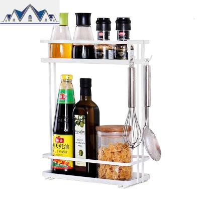 GULEK小清新铁艺双层调味瓶架 厨房置物架调味料架储物收纳架 三维工匠