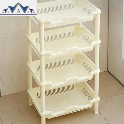 放水果蔬菜蓝筐子三四层收纳储物塑料置物整理架箱盒大号厨房4层 三维工匠收纳层架