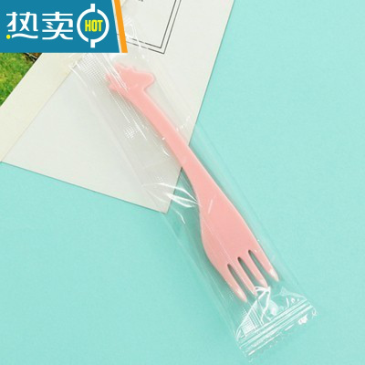 敬平水果叉子卡通水果叉创意儿童点心蛋糕叉可爱小鹿叉签塑料叉 独立装粉色100支牙签