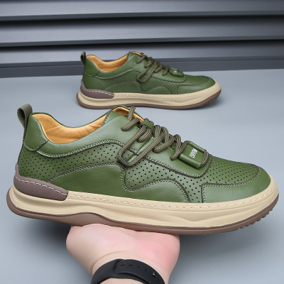 欧洲站男鞋夏季镂空透气歪头小丑鞋潮流百搭休闲小白鞋男士板鞋潮