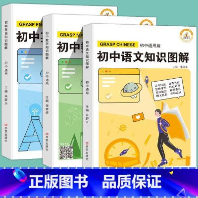 3册:数学 + 语文 + 英语 初中通用 [正版]初中数学题型方法全归纳 知识点图解一本大全 数学公式解题技巧初中一二三