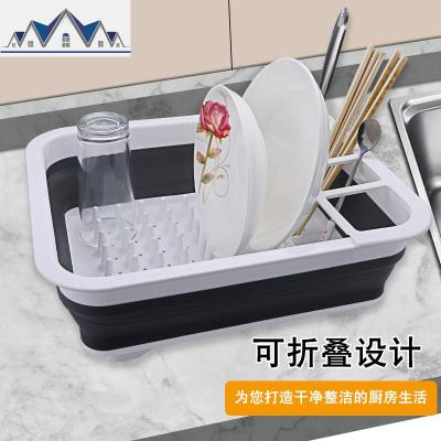 碗筛沥水篮家用洗碗机架子厨房放碗筷子收纳盒可折叠多功能立碗架 三维工匠收纳层架