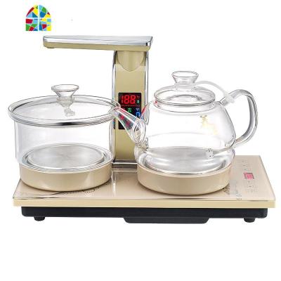 全自动烧水壶自动上水茶具套装功夫茶泡茶家用玻璃电茶炉茶台一体 FENGHOU 亮灰色带彩屏玻璃壶款