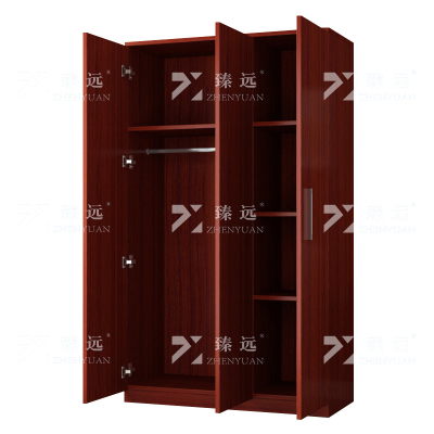 臻远ZY4022347简约木质衣柜衣服收纳柜 柚木色三门