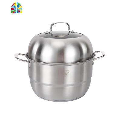 304不锈钢蒸锅加厚三层复底蒸笼屉煤气电磁炉家用多功能汤锅杰 FENGHOU 双层 28cm