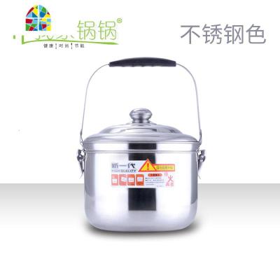 6L不锈钢免火再煮锅熄火焖烧锅加厚节能保温锅两用汤锅家用蒸锅 FENGHOU 不锈钢色