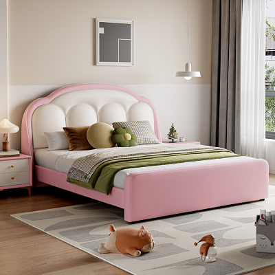 儿童床实木公主床女孩卡通轻奢帕纳皮床主次卧