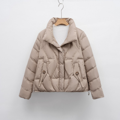 新冬季保暖新款羽绒服女立领修身气质小个子简约纯色外套潮