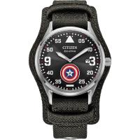 Citizen美国队长联名款mm不锈钢尼龙腕表防水米光动能男表