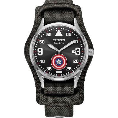 Citizen美国队长联名款mm不锈钢尼龙腕表防水米光动能男表