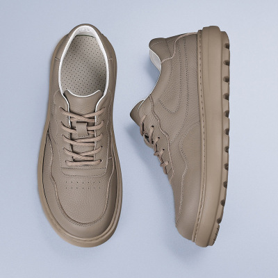 头层牛皮秋冬季新款男士休闲鞋真皮透气百搭鞋子超轻厚底皮鞋男鞋