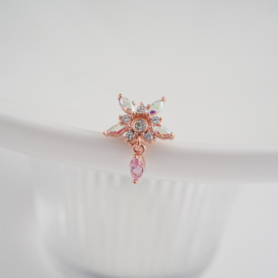 精致韩国进口偏光彩钻星星流苏钛钢粗杆耳骨钉螺丝拧堵送女朋友老婆情人节七夕生日礼物