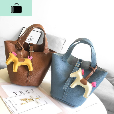 软品拎包菜篮子包水桶包欧美风2019新款荔枝纹子母包百搭手提女包NEW LAKE女斜挎包