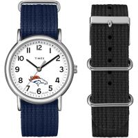 TIMEX女式尼龙表带腕表白盘蓝带防泼水表盘