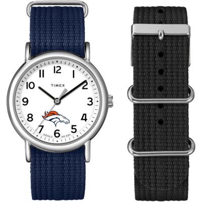 TIMEX女式尼龙表带腕表白盘蓝带防泼水表盘