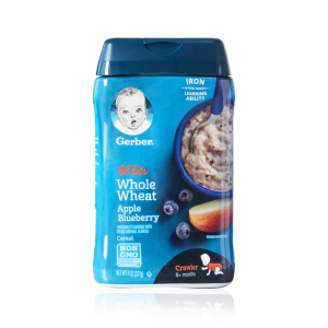 原装进口美国嘉宝Gerber 婴幼儿儿童苹果蓝莓全麦米粉3段227g(8个月以上)