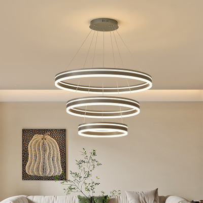 克罗斯塔 北欧后现代客厅吊灯时尚轻奢圆环形餐厅卧室吧台楼梯led变光灯具