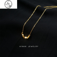 JiMi八方来财金色小众项链女款简约小方块高级感钛钢不掉色锁骨链